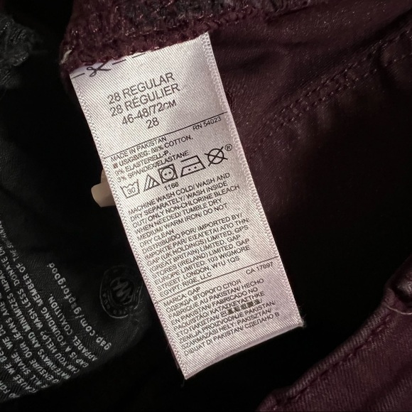 GAP DENIM TRUE SKINNY PLUM PURPLE JEANS‎ SIZE 28R - Picture 15 of 15